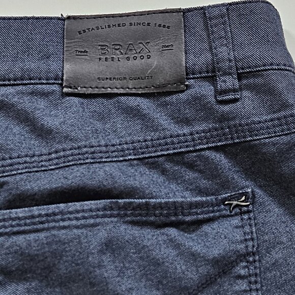 Brax Pants Mens 38x34 (32) Navy Straight Zip Fly Stretch Cooper Regular Preppy - Picture 15 of 16